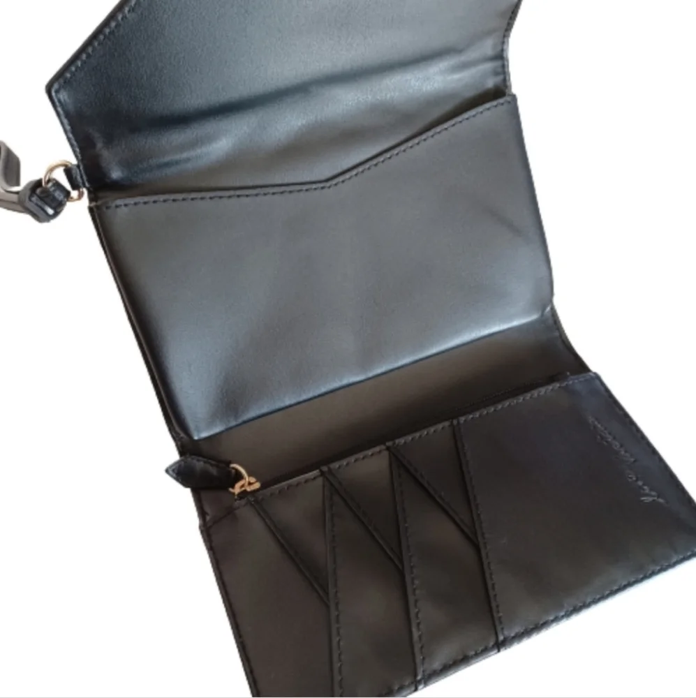 Victoria's Secret Faux Leather Black Wallet Clutch Wristlet Purse - Picture 4 of 7